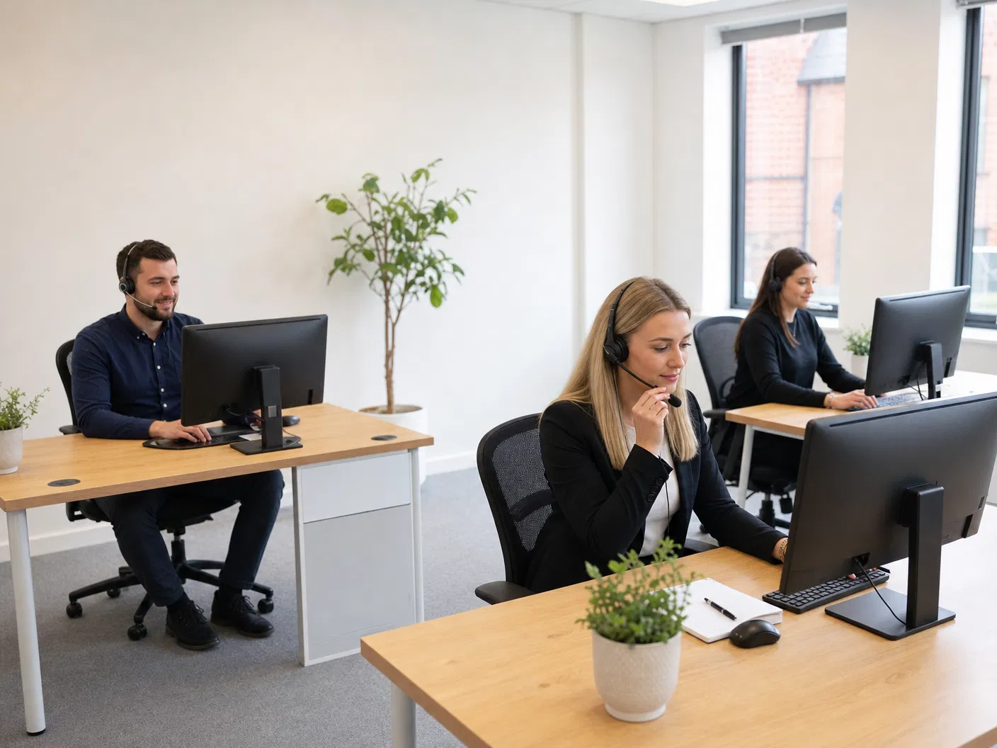 CrewStays accommodation management team working in Harold Wood office